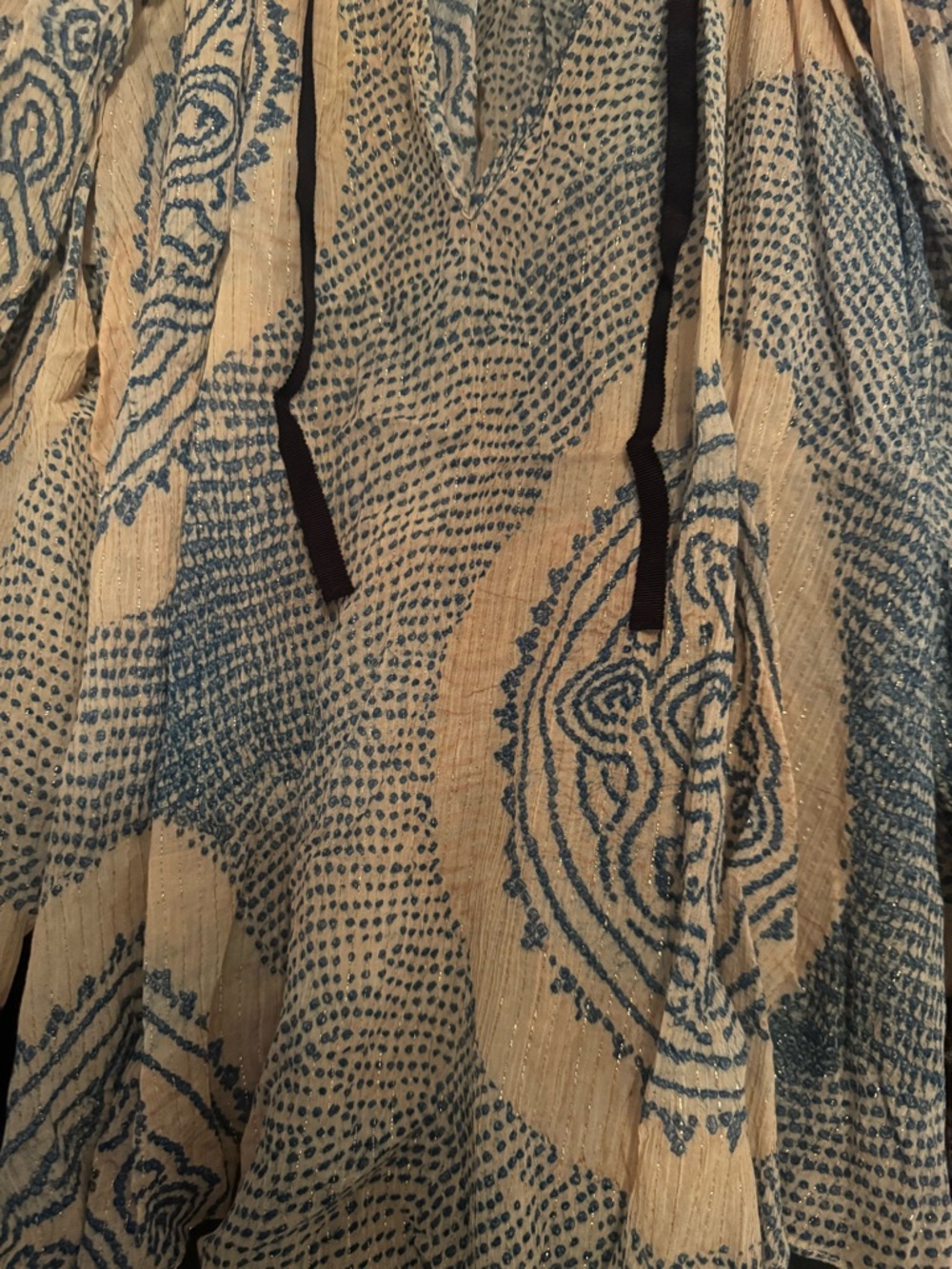 Ulla Johnson Cream and Blue Printed Peasant Shirt Size 8 lightweight - Picture 2 of 5